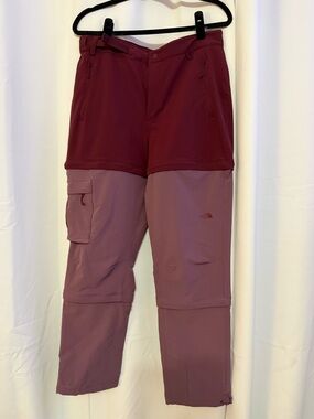 The North Face Women’s Bridgeway Zip-Off Pants Cargo Pants Mauve Burgundy Size10